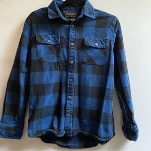 Jachs blue black cotton plaid flannette button up shirt Sz M
